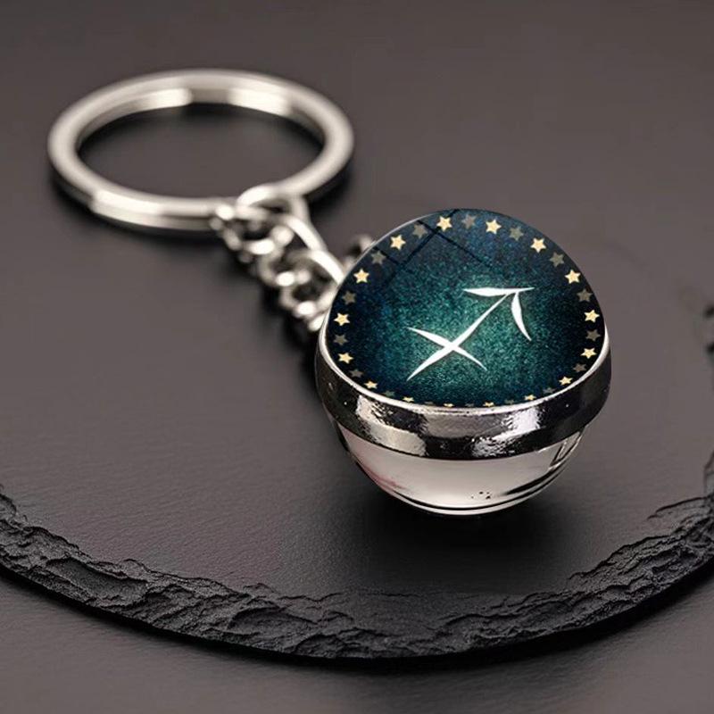 Spherical Luminous Crystal Zodiac Keychain - Virgo & Leo