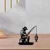 Artistic Metal Fisherman Figurine Indoor Outdoor Decorative Gift For Fishing Hobbyists And Home Decoration