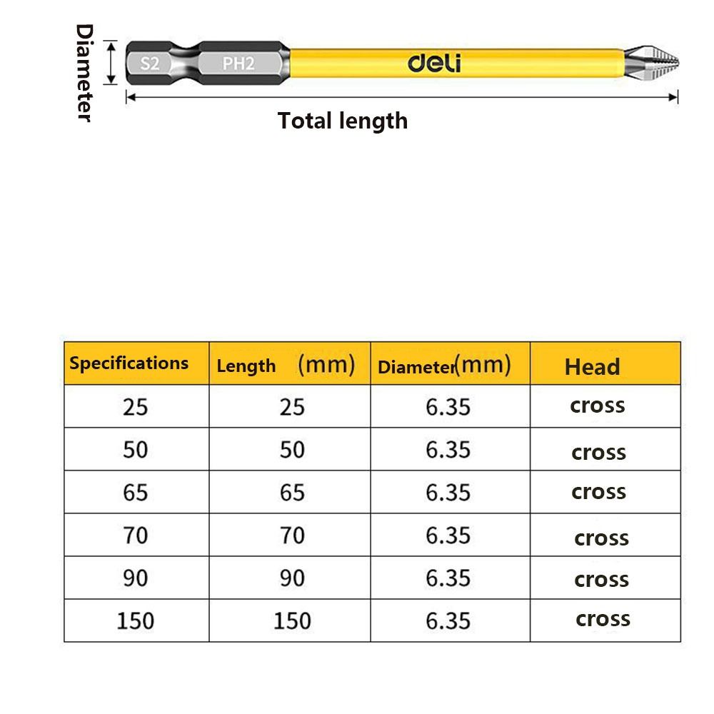 10/6pcs High Hardness Cross Screwdriver Bit Non-slip PH2 Screwdriver Set Impact Drill Bit