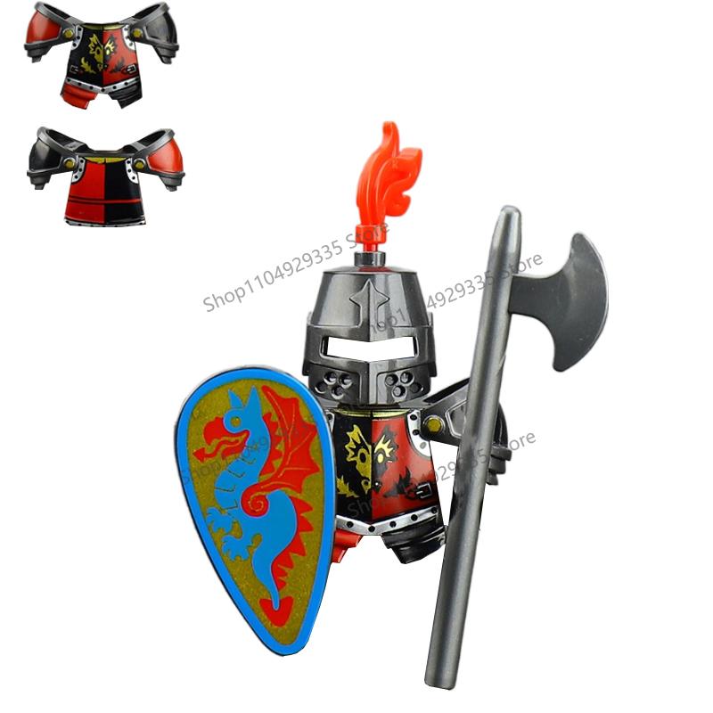 Medieval Military Soldiers Figures MOC Building Blocks Castle Black Eagle Wolf Octopus Griffin Ancient Knight Waffen Bricks Toys