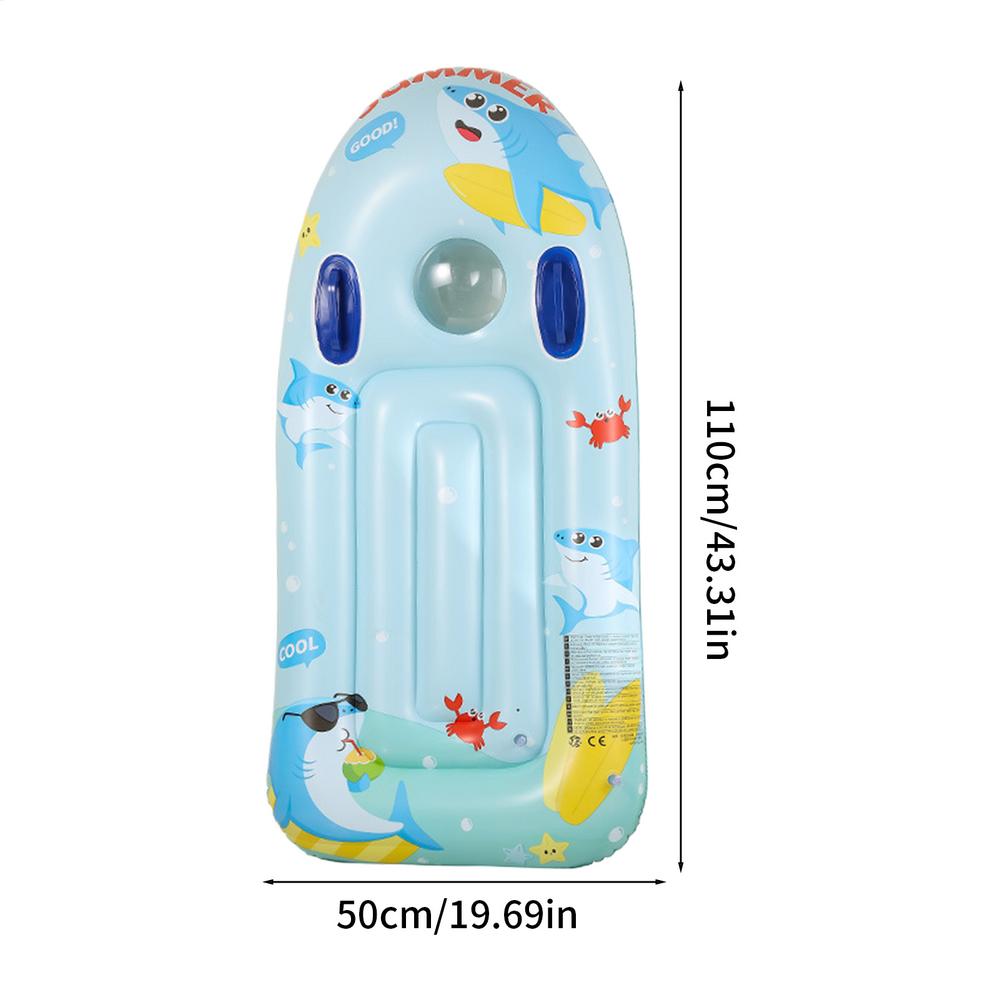 Kids Inflatable Surf Board Floating Water Toy with Handles Inflatable Floating Surfboard Summer shark pattern swimming surfboard