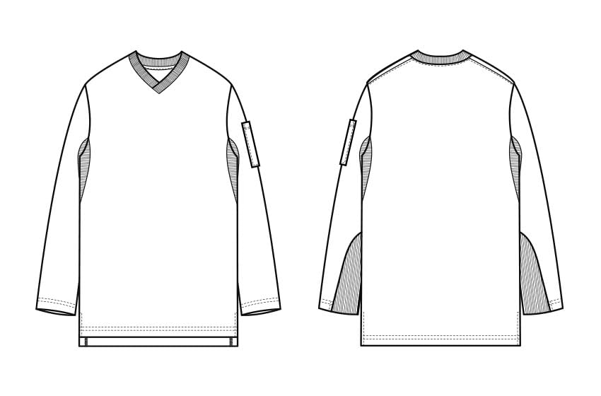 Seven Uniform CU1965-3 Ivory SS V-Neck Long Sleeve T-Shirt