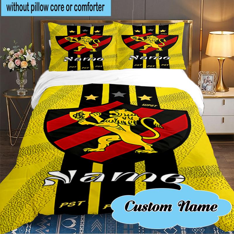 Custom Name Recife Lion Crest Flag Bedding Set 3pcs, Bedding Set Including 1pc Duvet Cover And 2pcs Pillowcases for Bedroom, Dormitory Gift