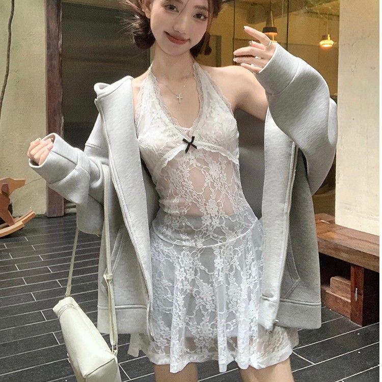 Ретро Кружевное Лоскутное Платье-Танк на Бретелях с Завязками для Женщин