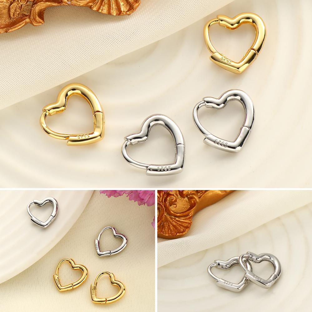 Маленькие подарочные серьги-кольца для девочек в форме сердца, гипоаллергенные гвоздики S925