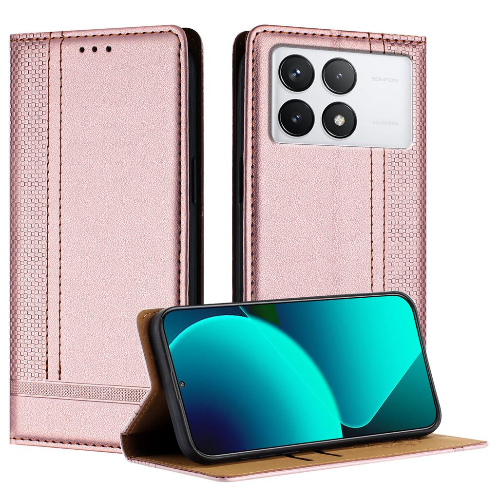 For Xiaomi 14T Pro Case L-Shaped Grid Pattern Leather Stand Phone Cover with Card Slots