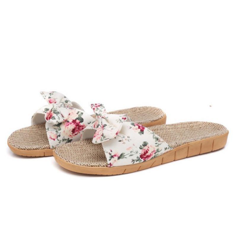 Летние модные женские пляжные тапочки из льна EVA