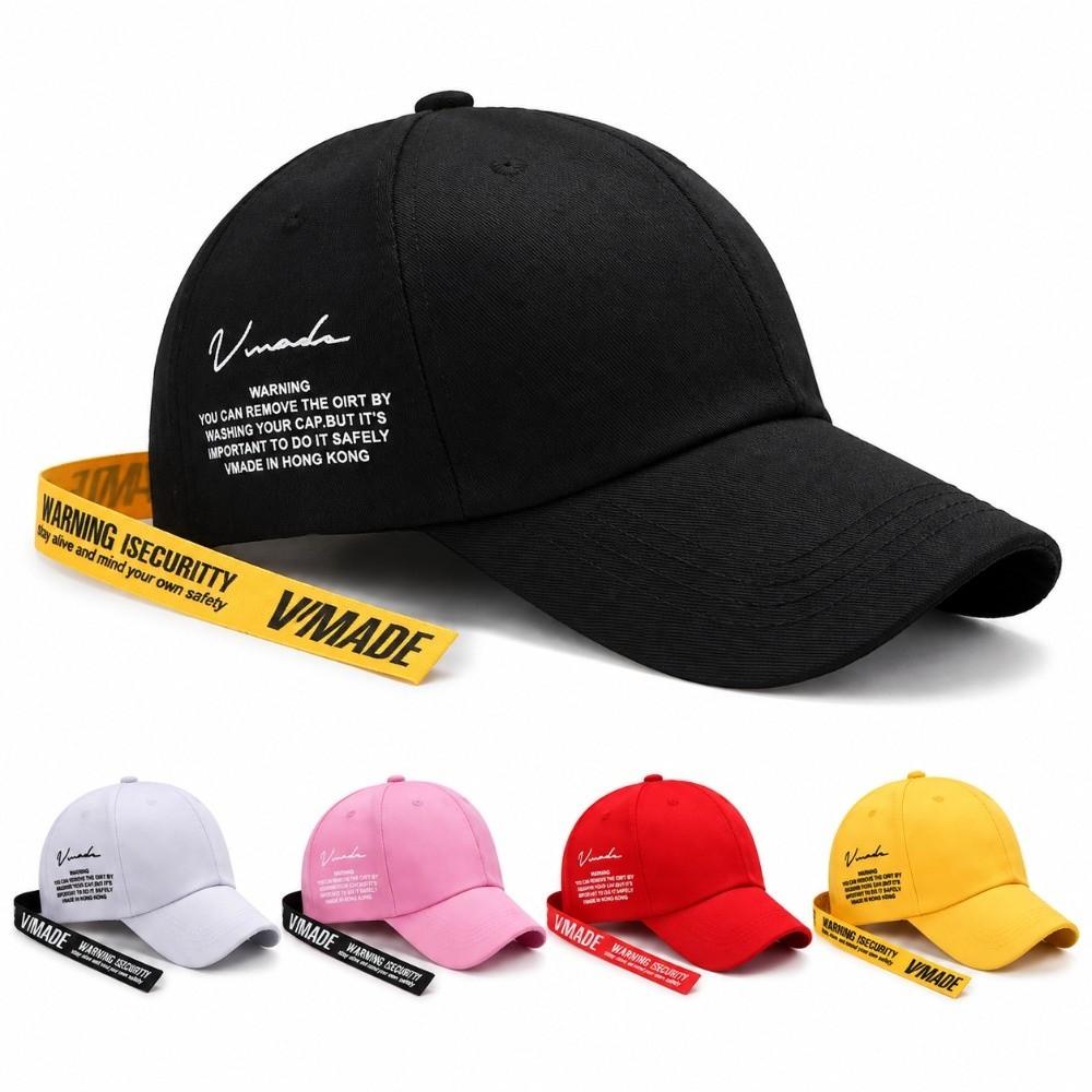 Cotton Hip Hop Hats Adjustable Punk Caps Versatile Long Ribbon Hat For Men Women