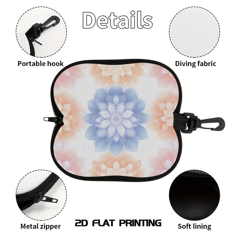 2D-Elegant Floral Printed Eyewear Pouch, Protective Sunglasses Case for Women, Portable Soft Fabric Glasses Holder, Lightweight Travel Organizer Acces