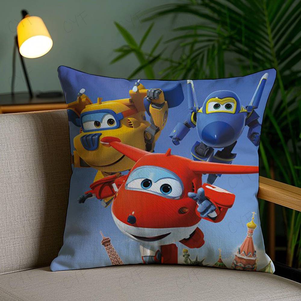 Детская Забавная Аниме S-Super Wings Наволочка Противопылевой Клещ Наволочка Невидимая Молния Шелковистый Короткий Плюш Чехол на Подушку Дивана