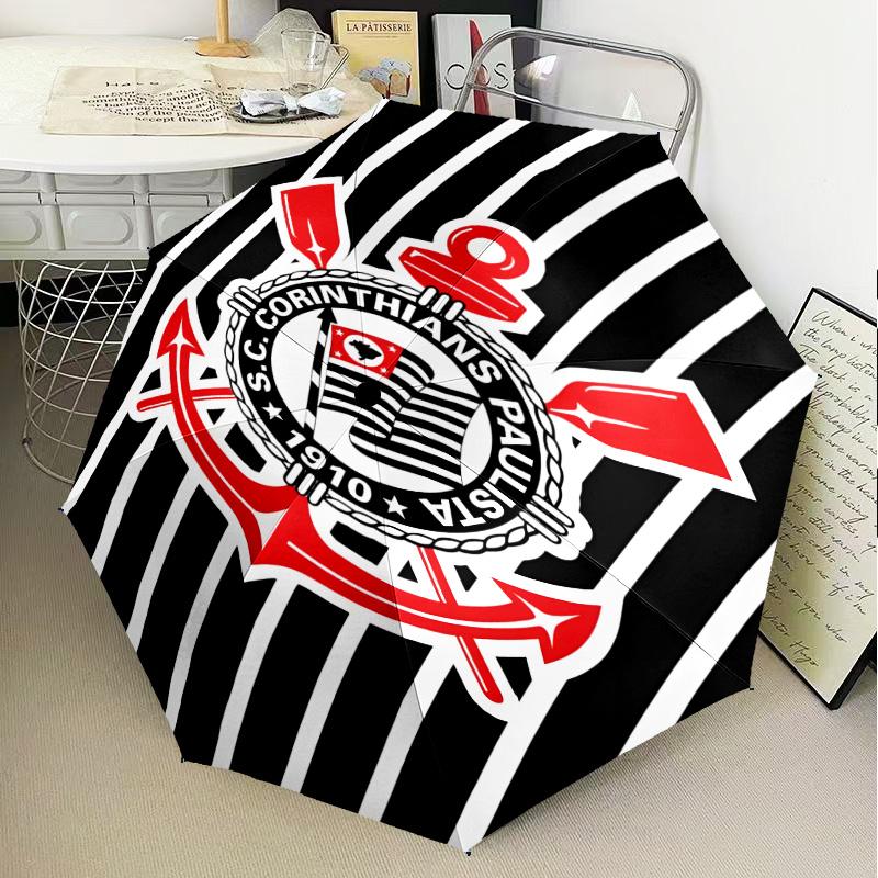 1PC Sport Club Football Crest Printed Umbrella Folding umbrella, automatic umbrella 8-Frame for Travel, camping Fan gifts Christmas Gifts