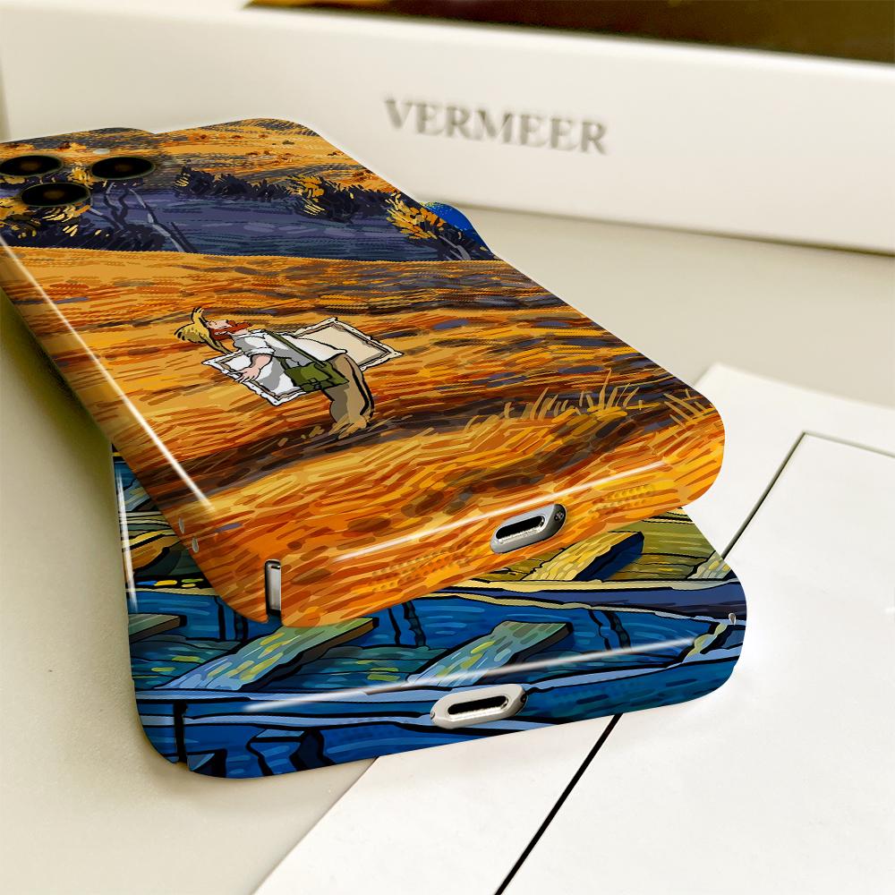 Чехол для телефона с масляной росписью для Samsung Galaxy S20 FE 5G A52 iPhone 11 15 Xiaomi Redmi VIVO OPPO Realme Huawei Infinix Противоударный ультратонкий жесткий чехол