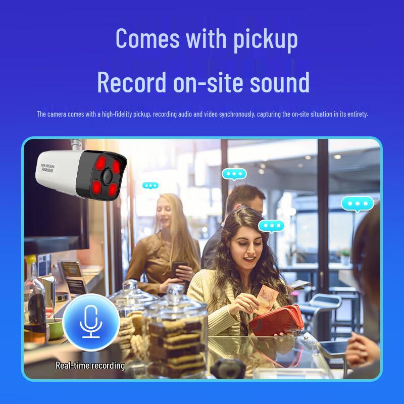 Уличная PoE камера видеонаблюдения Hikvision 2 Мп со звуком и ИК-подсветкой 50 м для ночной съемки