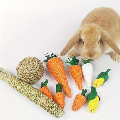 Игрушка для жевания хомяка, кролика, игрушки для укусов, скрежета зубов, кукуруза, морковь, плетеные шарики для чистки зубов, редис, моляры, товары для животных, 1 шт.