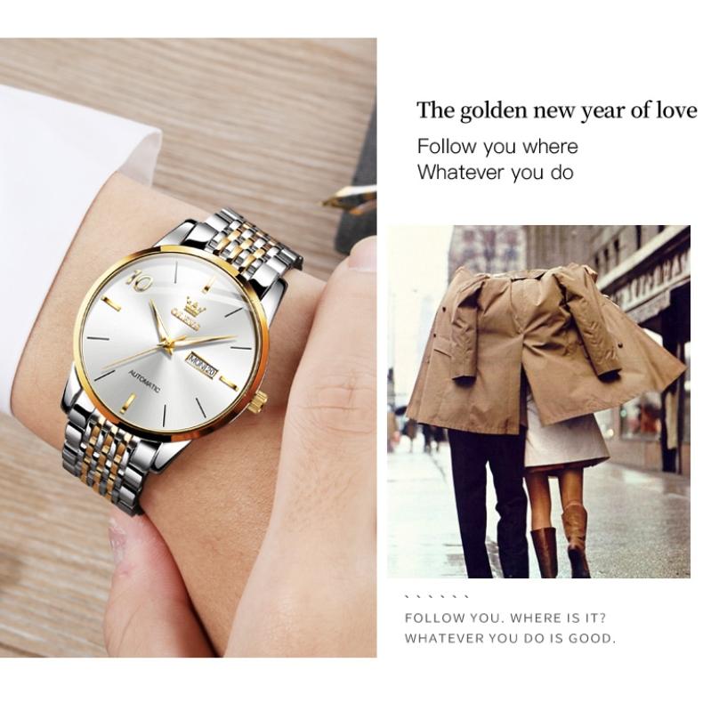 OLEVS Часы Автоматические механические часы Мужские водонепроницаемые часы для пар Светящиеся в темноте часы для пар