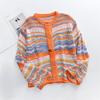 IHUASU Women's Autumn and Winter Striped Sweater Women Loose Rainbow Knit Cardigan