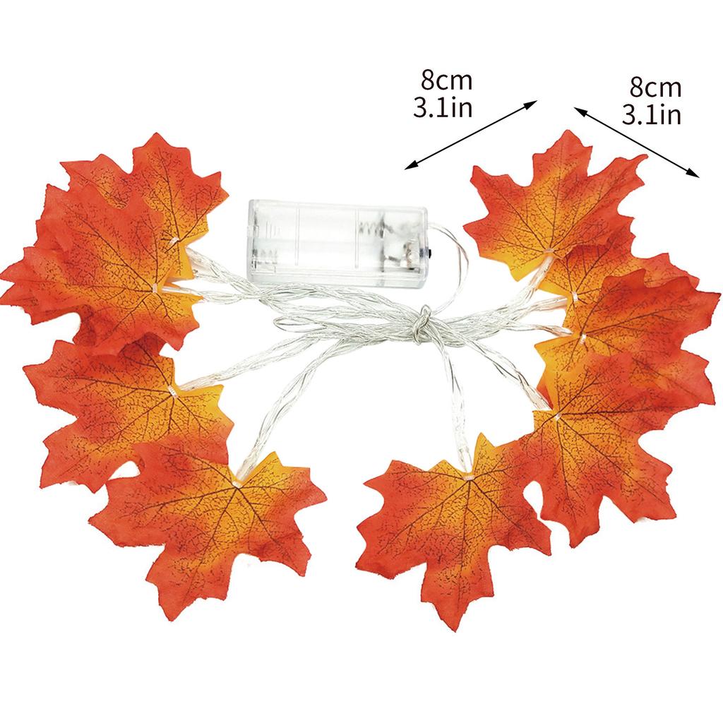 1.5M 10LED Lighted Fall   Maple Leaves Garland Halloween Decoration