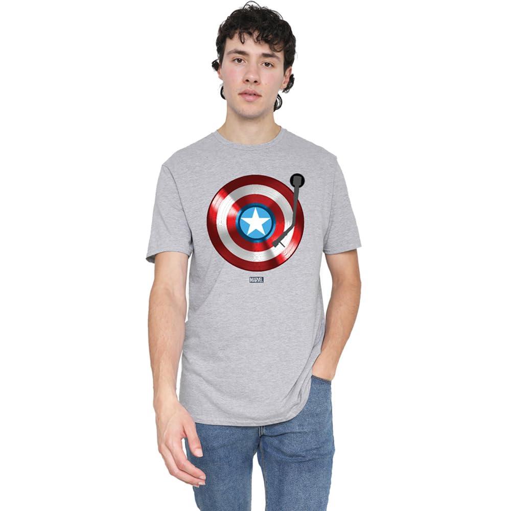 Captain America Mens Record Shield T-Shirt
