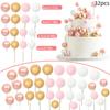 32Pcs/set Ball Cake Toppers Pink Gold Pearl Balls Cupcake Topper For Kids Happy Birthday Party Wedding Decorations Supplies 5