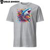 Colorful White Shark Unisex T-Shirt - Vibrant Design with Splashes of Color