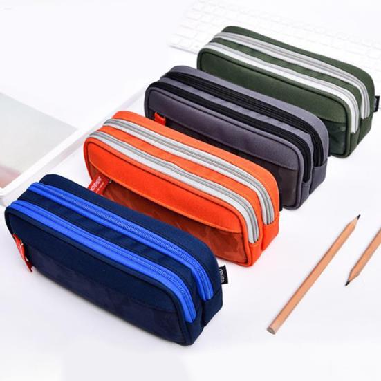 Multi-layer Large Capacity Student Zipper Pencil Storage Case Pen Bag Organizer