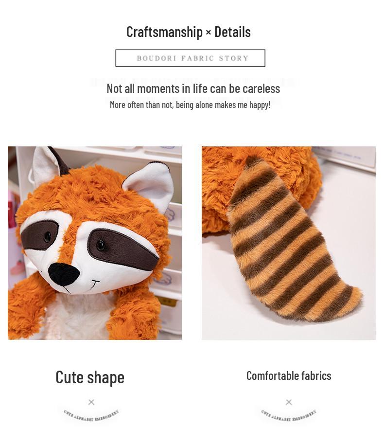 Fox & Raccoon Plush Toy - Realistic Wild Animal Sloth Doll Birthday Gift