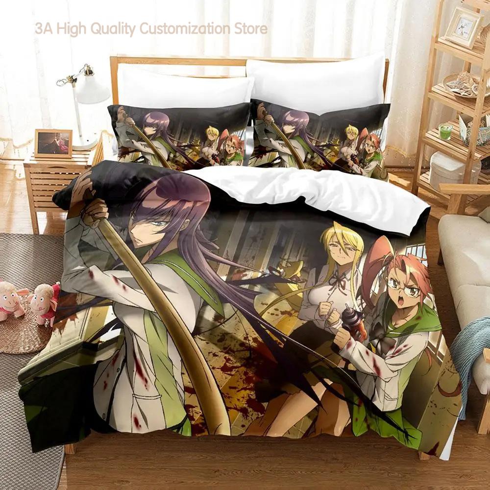 2023 Cexy Girl Highschool of the Dead Постельное белье Односпальный Полуторный Двуспальный Кингсайз Комплект для кровати Взрослый Мальчики Спальня Комплекты пододеяльников