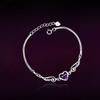 Women Bracelet Heart Cubic Zirconia Wing Shape Adjustable Length Angel Wrist Chain Valentines Day Birthday Mothers Day Gift Bangle Jewelry