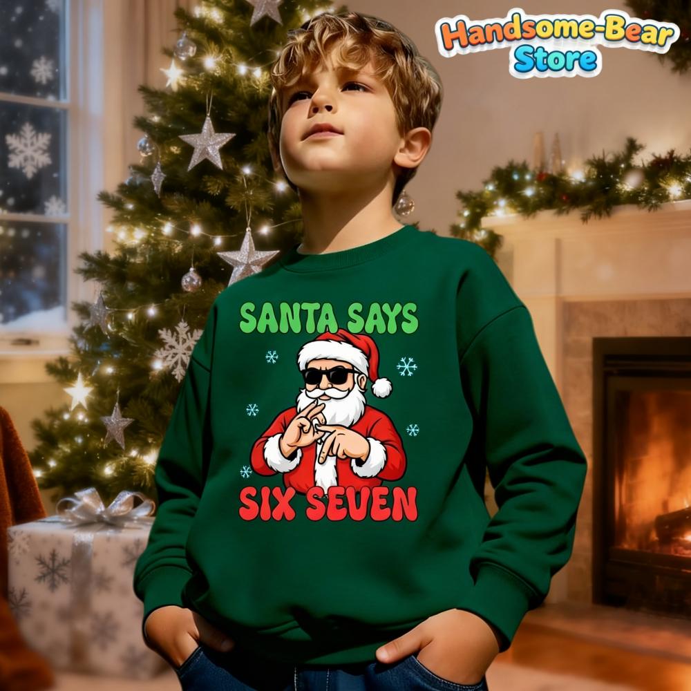 Kids Fall Winter Top Soft Round Neck Hoodie Santa Saying 6 7 Unique Casual Holiday Party Pullover Sweatshirt Children's Clothing