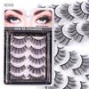 5 Pairs/Set Self-adhesive False Eyelashes Reusable Natural Look Wispy Fluffy Handmade Fake Lashes Strips Women Eye Makeup Tools