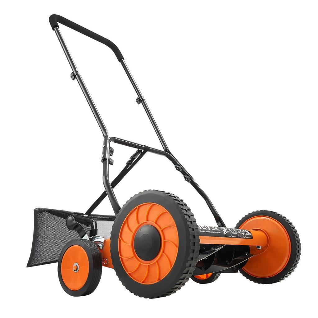 VEVOR Push Reel Lawn Mower 45 cm, 5 Blades Manual Push Mower No Motor, 35- 62mm Adjustable Cutting Height