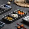 7.5 Inchs Ceramics 3 Grids Dipping Sauce Plate Japanese Retro Household Vinegar Dish Restaurant Hot Pot Dipping Sauce Tableware
