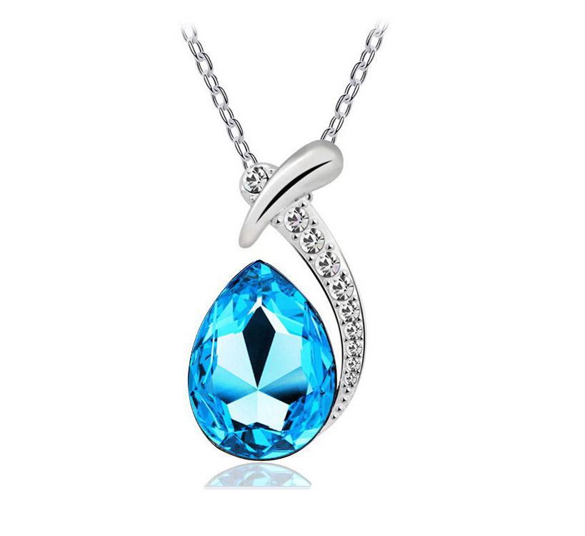 Korean Fashion Glass Crystal Water Drop Necklace Pendant