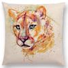 Watercolor Animals Cushion Cover Portrait Head Bighorn Lion Leopard Tiger Bear Eagle Horse Dogs  Home Sofa Throw Pillow Case