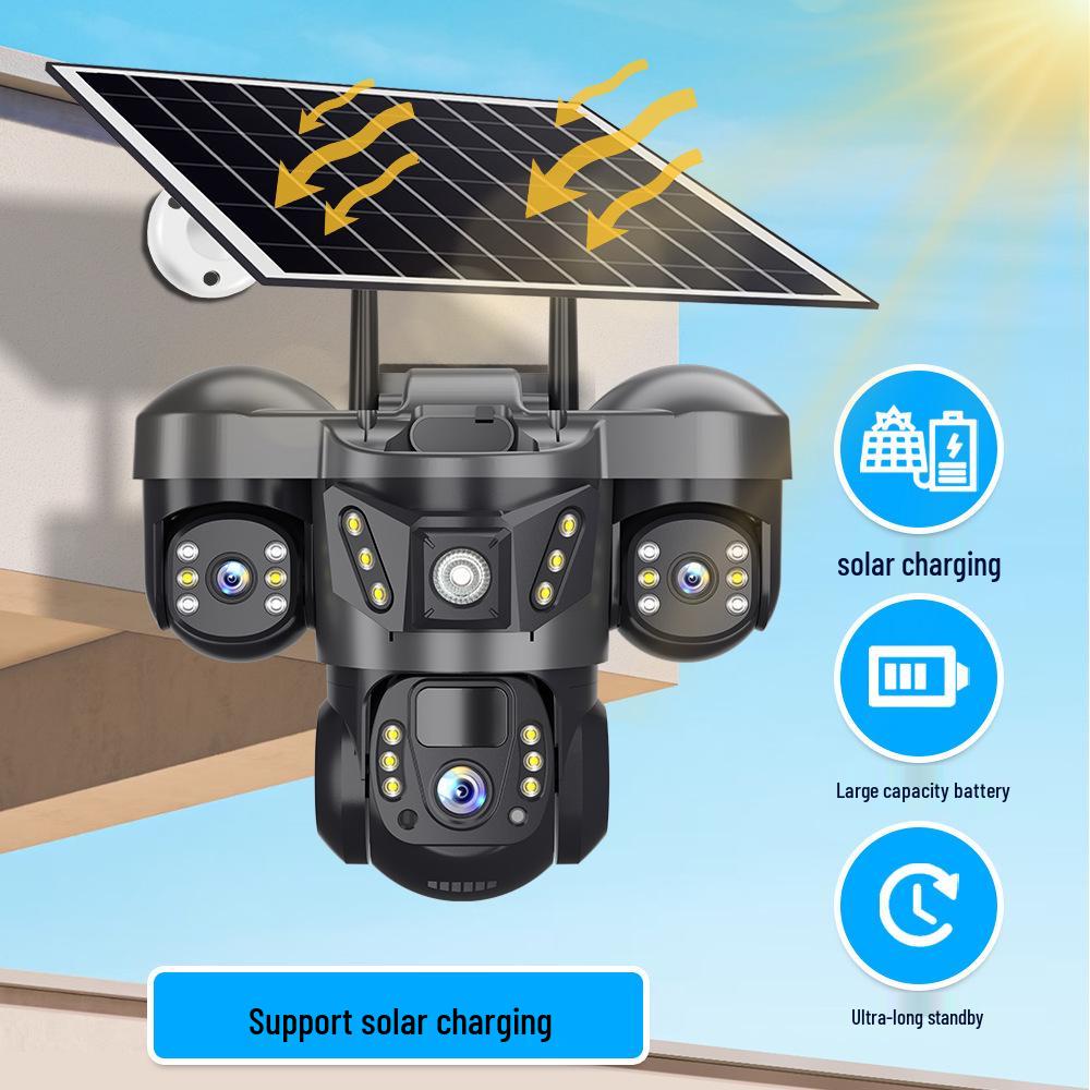 Triple Lens 360° Panoramic HD Solar Camera with WiFi/4G Connectivity