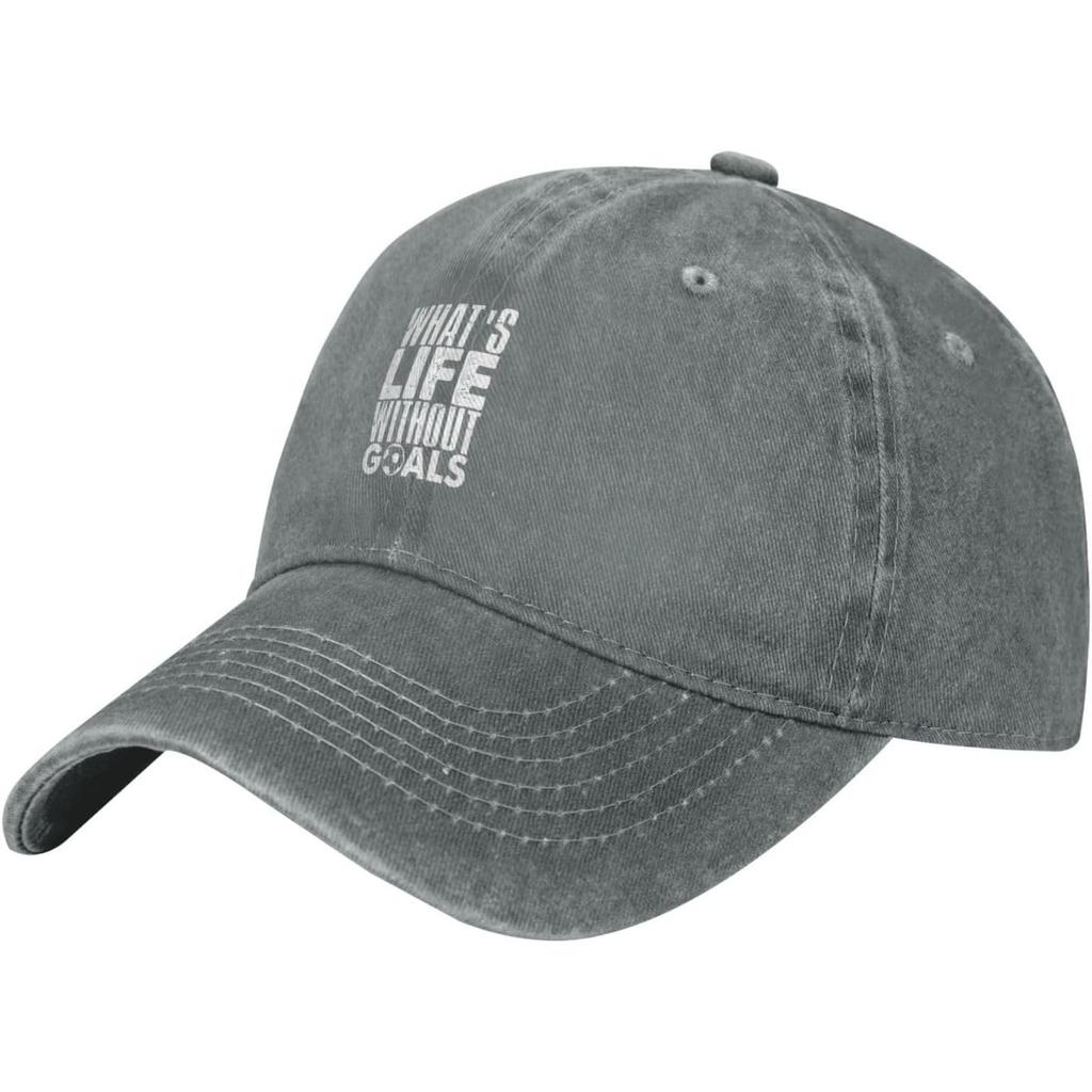 Goals Quote Washed Denim Baseball Cap Unisex Low Profile Cotton Casual Sports Hat