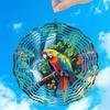 3D Tropical Rainforest & Parrot Wind Spinner – Vibrant Metal Garden Art, Whirling Outdoor Decor with Rotating Chime for Yard