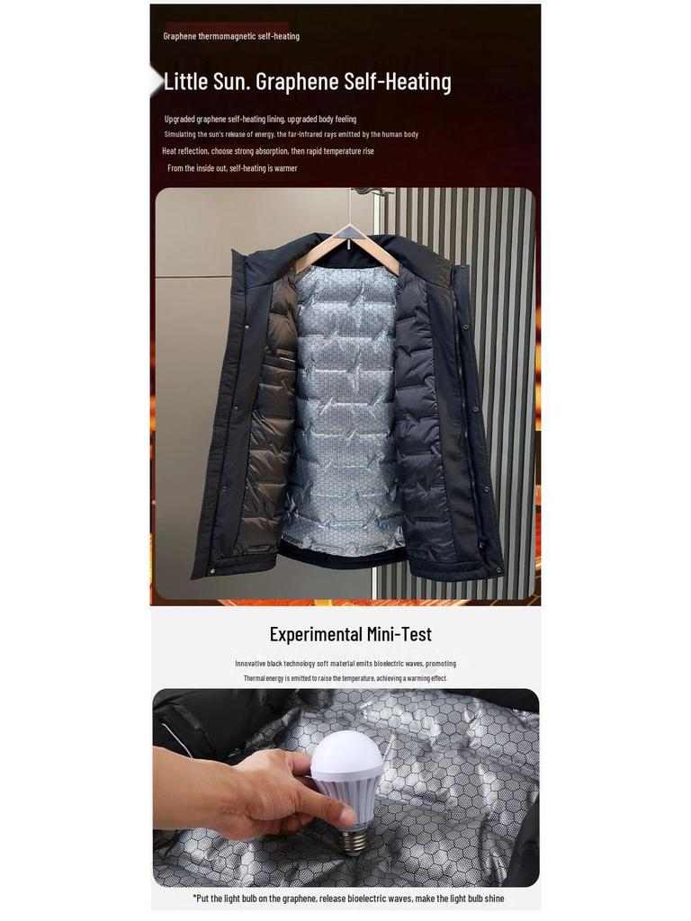 Мужская зимняя пуховая куртка с капюшоном большого размера - Толстая, Повседневная, Свободного кроя