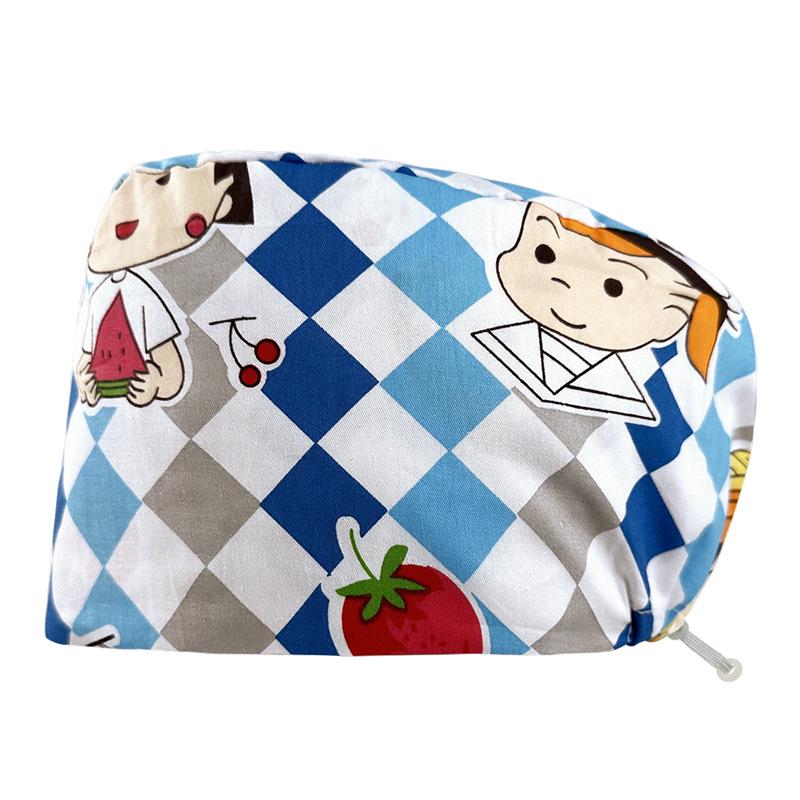 Хирургическая шапочка на кнопках с цветочным принтом для медсестер и врачей