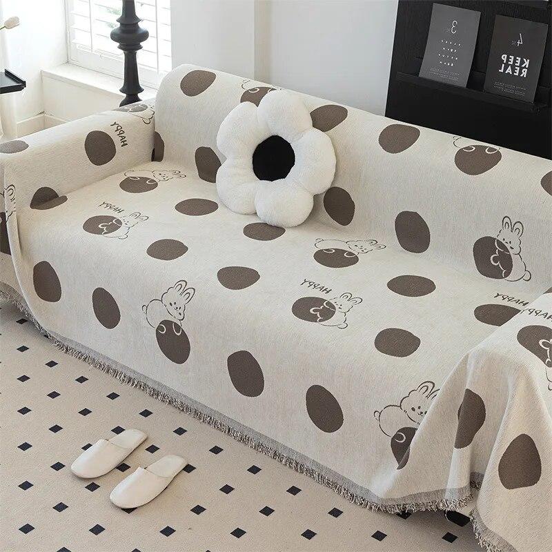 Cartoon Cute Printed Sofa Cover Towel for Living Room Sofa Blanket Full Cover Universal Couch Towel Dust Proof Home Decor