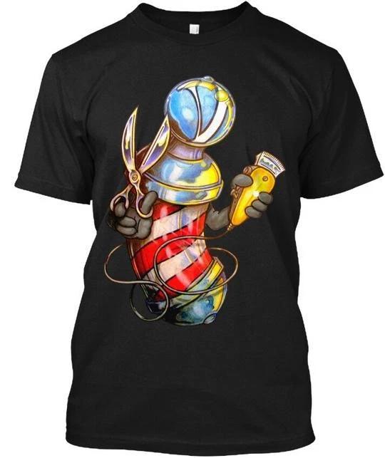 Униформа парикмахера - Гигантский шест - черная футболка T-shirt Сделано в США Размеры от S до 5XL