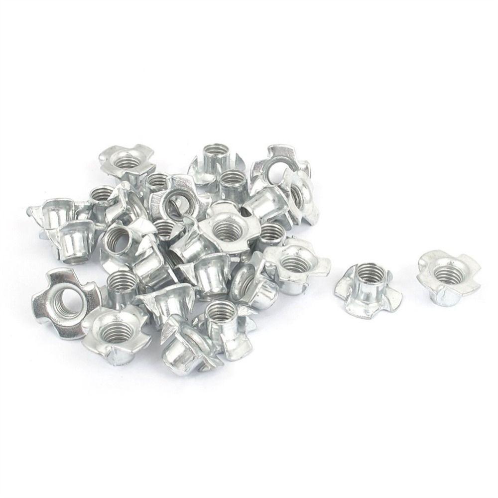 30Pcs Zinc-Plated 4 Pronged Tee Nut M8x1.25mm T-nuts for Wood Durable T Nuts