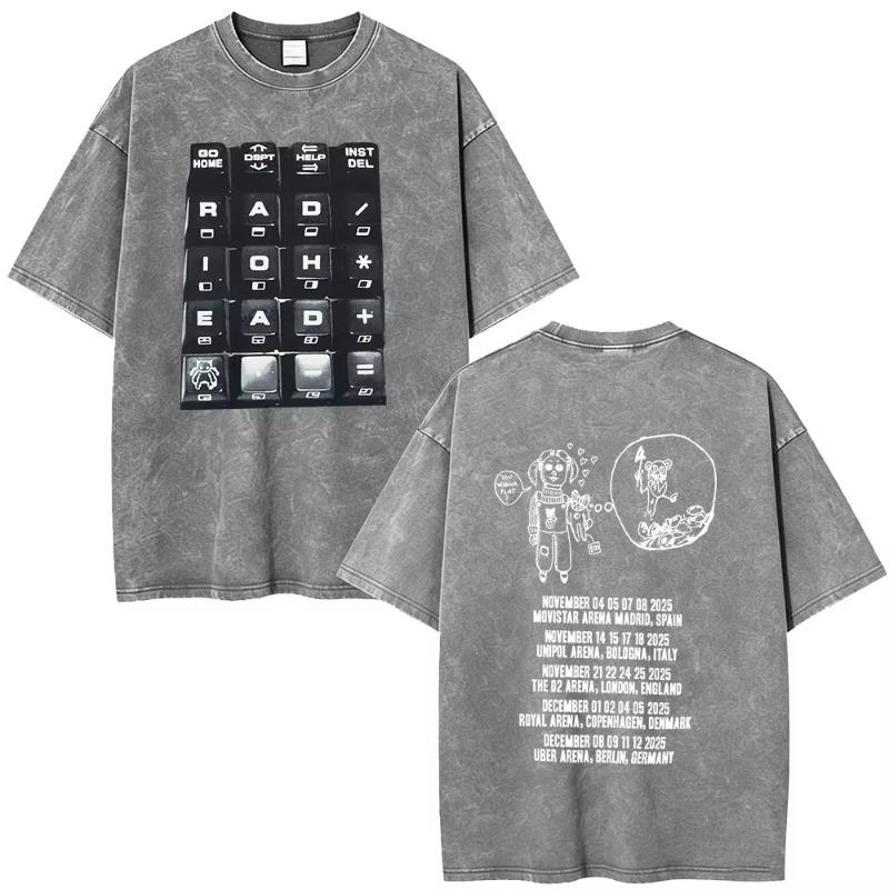 Винтажная стираная футболка Radiohead Semaphore Rock Band Мужская Одежда Мода Хип-Хоп Готические Футболки Хлопковые Повседневные Футболки