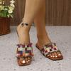 Wear Ethnic Style Retro Cloth Cool Slippers Casual Square Head Flat Bottom One Word Slippers Women