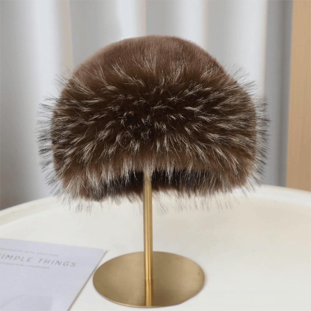 Korean Style Plush Bucket Hat Brimless Fluffy Warm Hat Retro Mink Fur Fisherman Hat Outdoor
