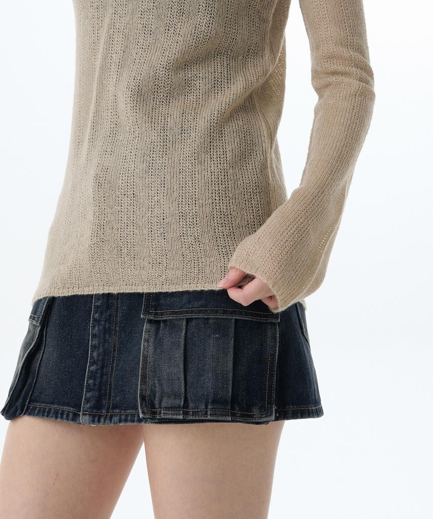 MUSINSA STANDARD WOMAN Women'S Sheer Vertical Textured Knit [Light Beige]