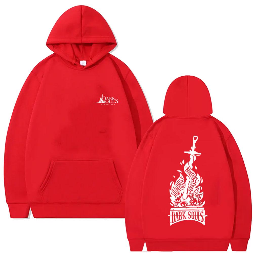Худи с двусторонним принтом Dark Souls для мужчин и женщин, модная готическая рок толстовка с капюшоном, мужские повседневные худи