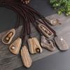 Jewelry Adjustable Long Chain Vintage Natural Stone Necklace Sandalwood Pendant Handmade Wooden