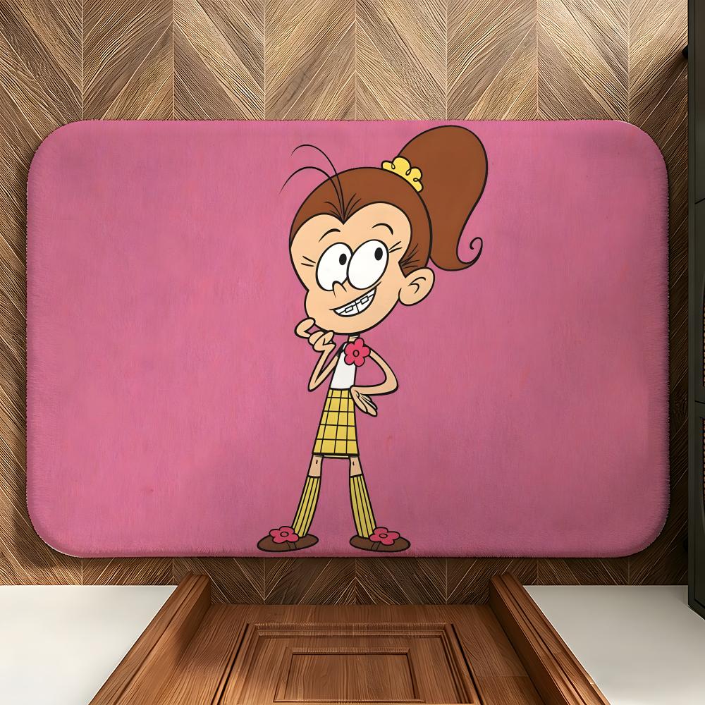 Cartoon T-The Loud House Floor Mat Soft Flannel Entrance Door Mat Non Slip Absorbent Bathroom Bedroom Floor Rug