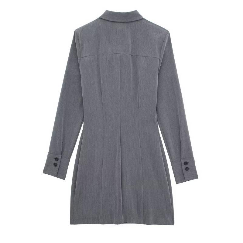 European American Women's Clothing Fashionable Temperament Long-sleeved Slim Shirt Short Dress